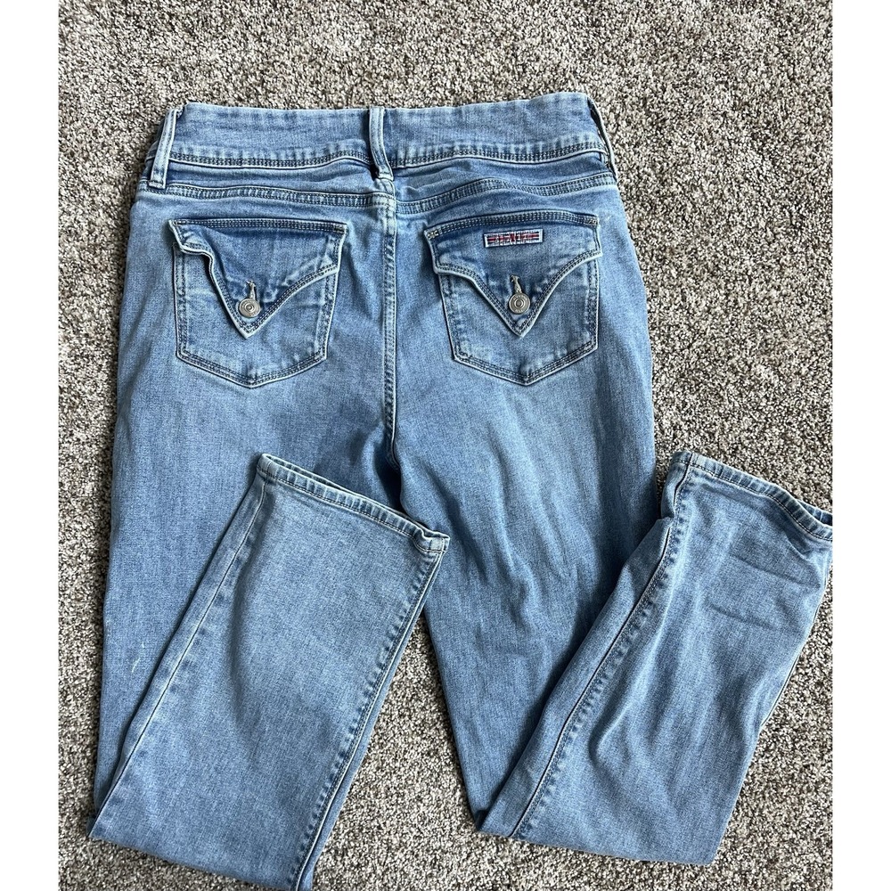 Hudson Jeans Women's 6 Blue Light Wash Straight Leg Jeans Mid Rise 28x28‎ Flap
